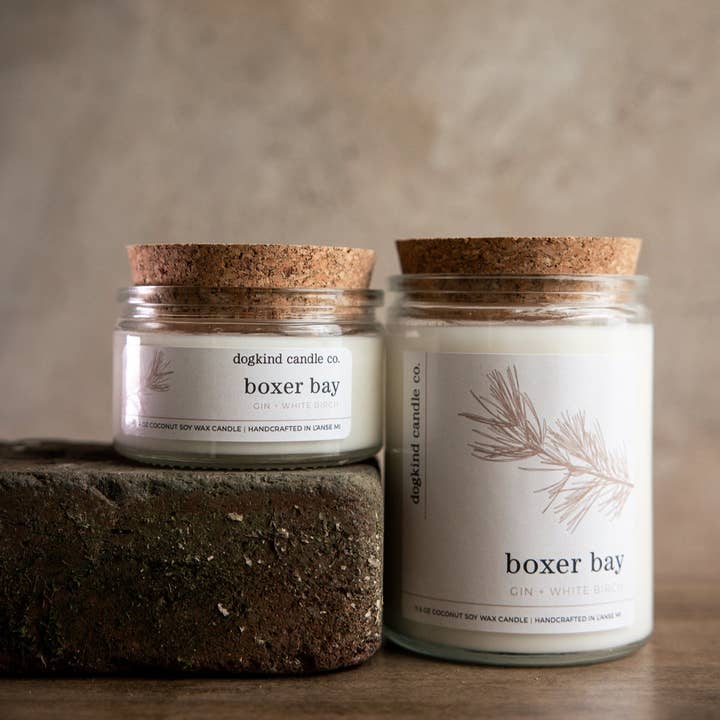 Dogkind Candle Co – Engroshandel Glaslys – Boxer Bay - tør gin + hvid birk2