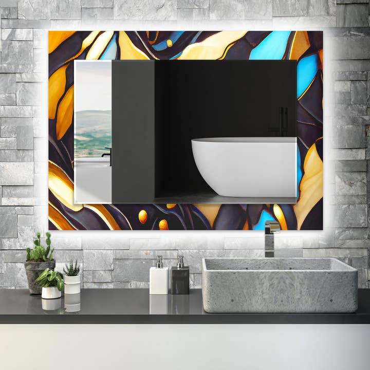 Målat härdat glas väggspegel för wholesale av MyPhotostation