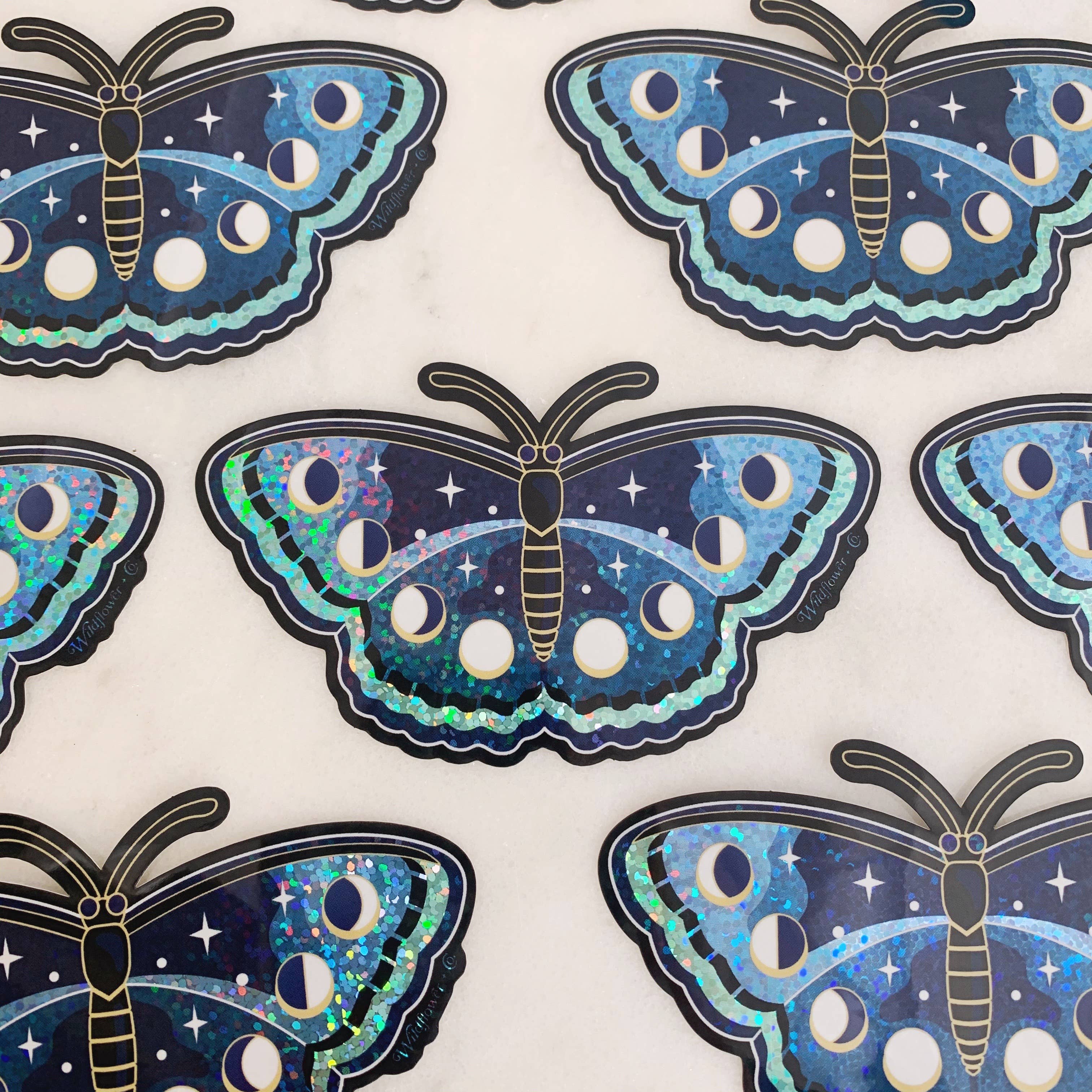 Wildflower + Co. - Wholesale Sticker - Lunar Butterfly Sticker - Glitter Holographic!4