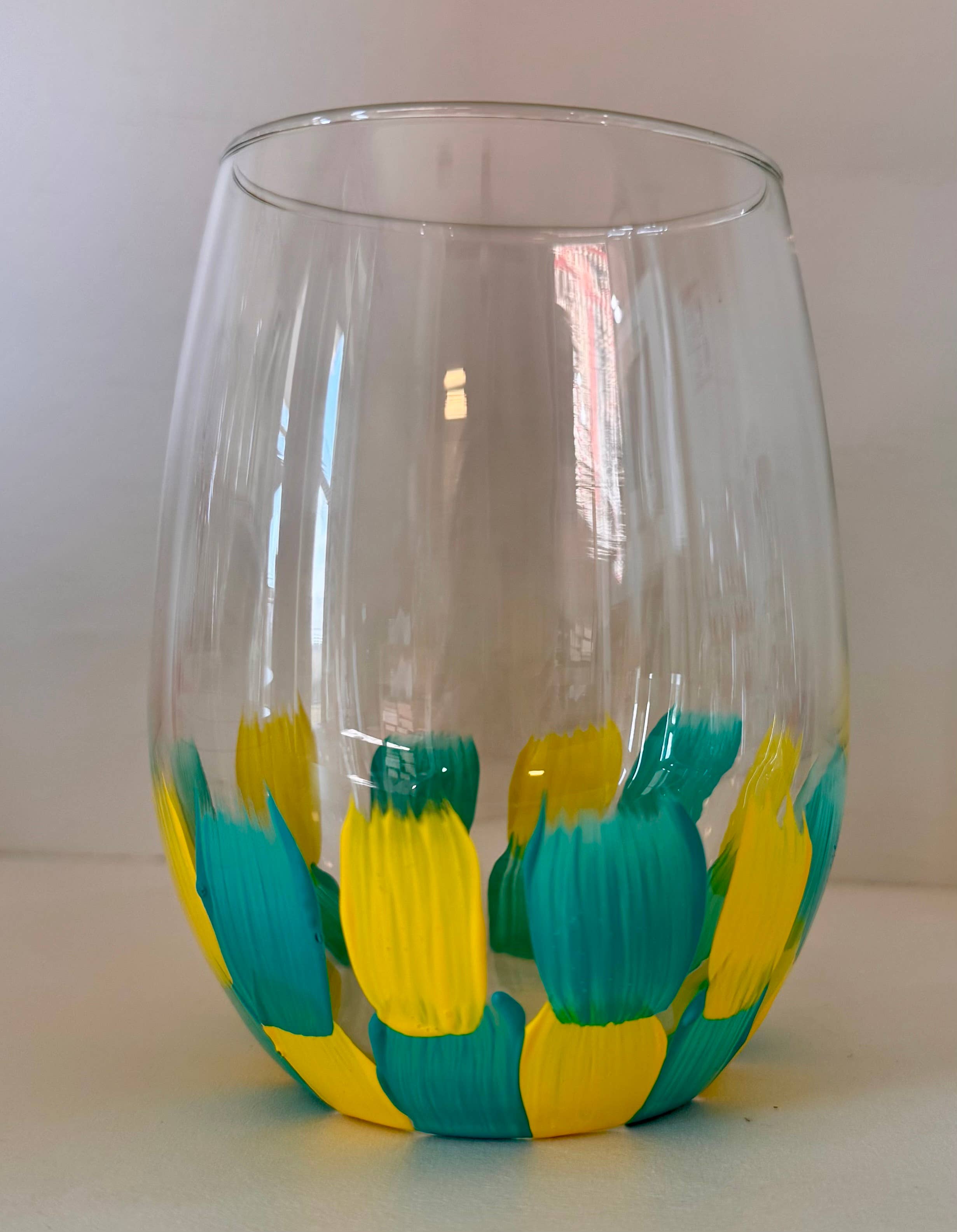 Hand Painted Glass, Co - Wholesale Wine Glass - Two-Tone Color Block Wine Glasses5