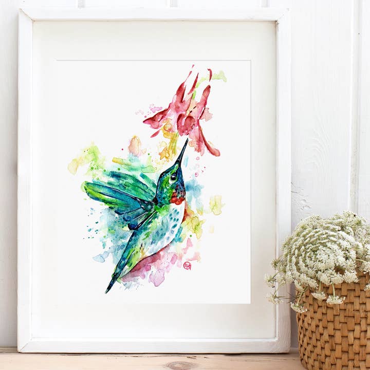 Hummingbird - Seeking Spring- Bird Arwork, Flower Art for wholesale by Whitehouse Art