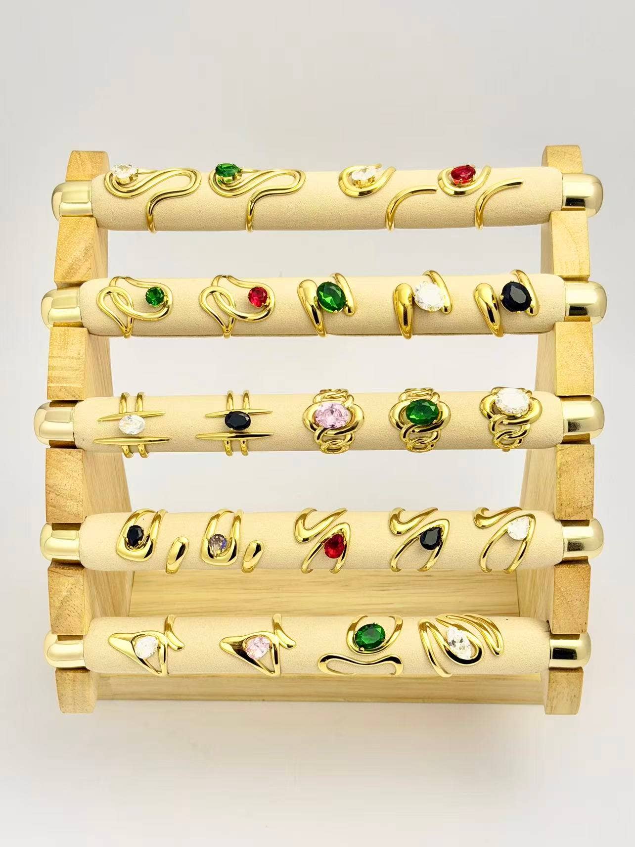 COSMOS - Wholesale Jewelry Set - Set of 23 adjustable rings adorned with crystal set in steel