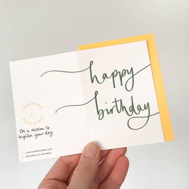 Sunshine for Breakfast – postal de parabéns por atacado – Feliz Aniversário - Mini Card - Verde1
