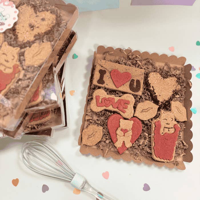 San Valentins småkager til hunde og katte – Pelsede kærlighedsboks for engroshandel hos Sweet Bite Reposteria Canina