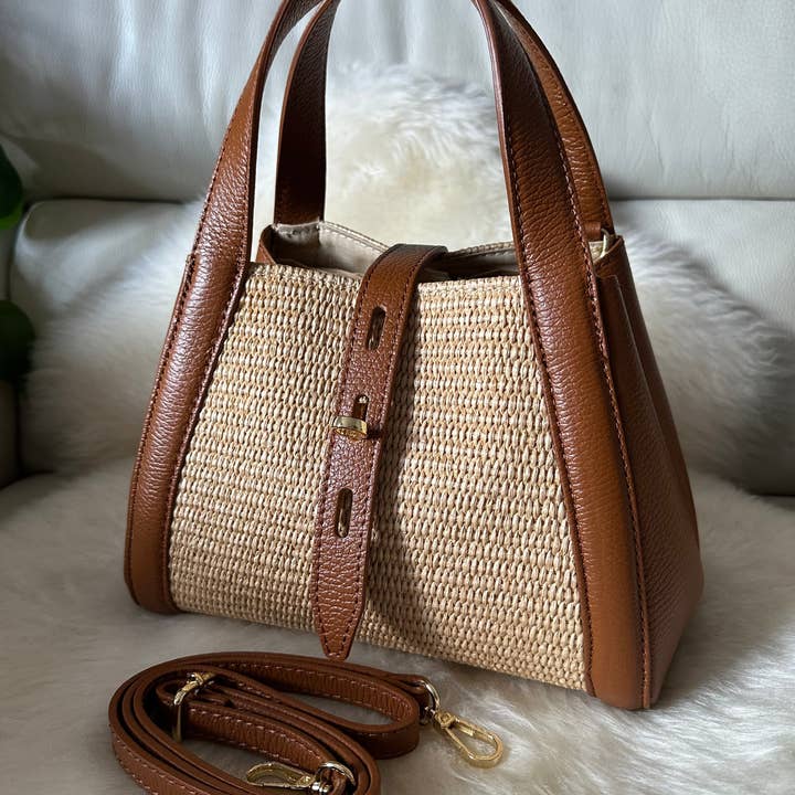 Zhade - Wholesale Handtas met handvat - Dames - ARUBA - raffia en leer