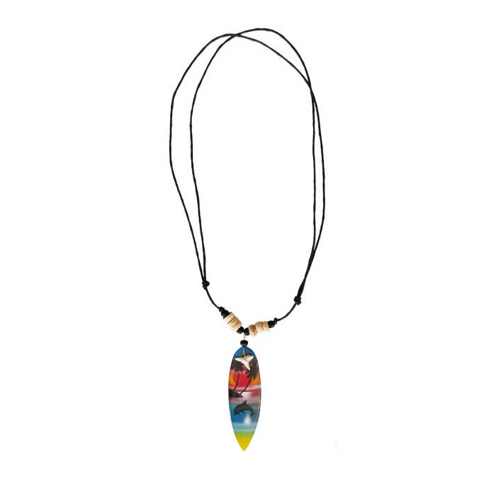 DK Hawaii - Wholesale Pendant/Charm Necklace - Surfboard Pendant with Adjustable Wax Cord Necklace1