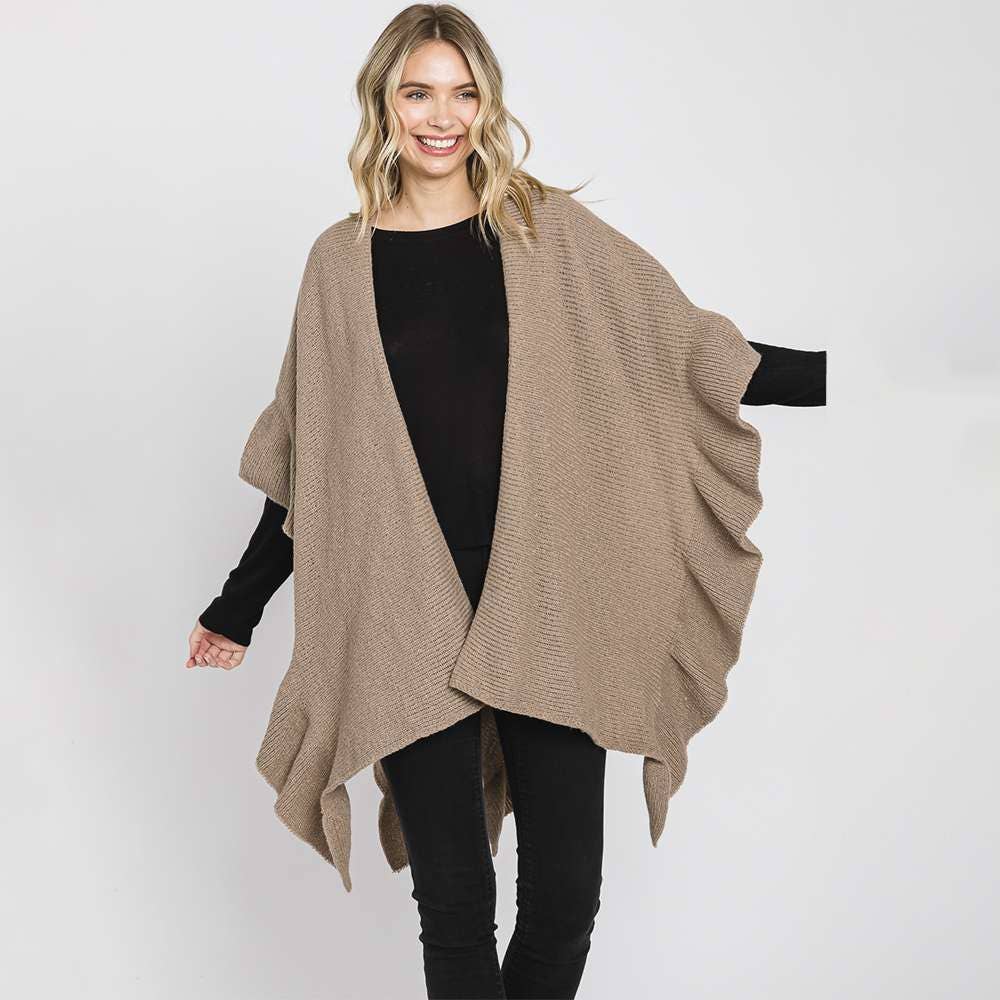 anbfashion – wholesale Cape – Women's – FASHION EDGE WAVY KNIT CAPE MS-03363