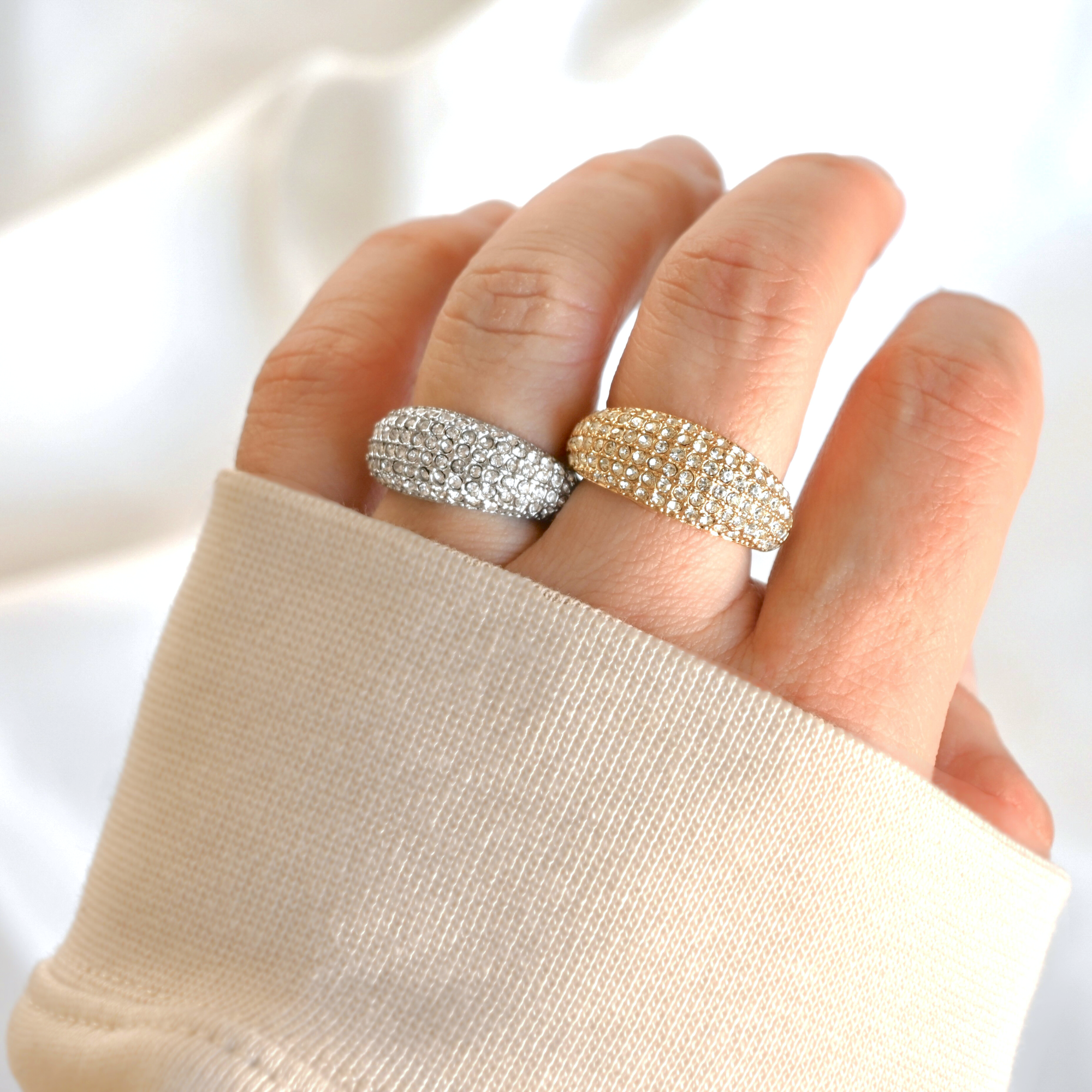 Blueyejewelry - Wholesale Multi-Stone Ring - Diamond Dome Ring - Waterproof Pave CZ Chunky Dome Ring9