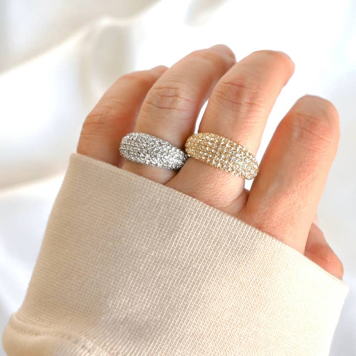 Blueyejewelry - Wholesale Multi-Stone Ring - Diamond Dome Ring - Waterproof Pave CZ Chunky Dome Ring9