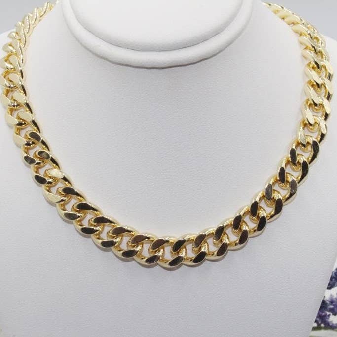 Collier à chaîne cubaine épaisse de 10 mm - Longueurs plus longues disponibles pour la vente par Cherie by Cherie