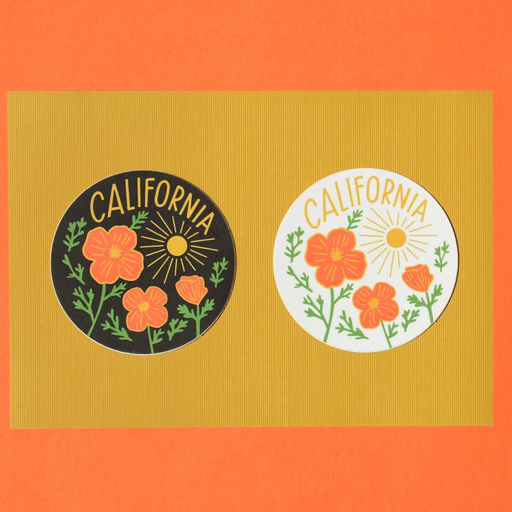 Paper Parasol Press - Wholesale Sticker - California Poppy Sun Black Sticker1