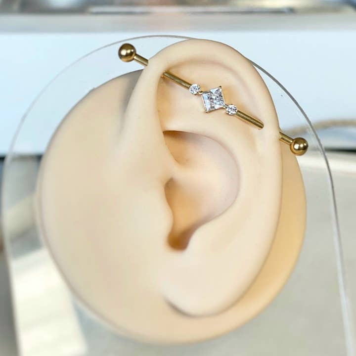 Elara Body Jewelry - Wholesale Single Earring - Titanium Internally Threaded Industrial Piercing (14G | 38mm | Titanium | Gold, Silver or Black)