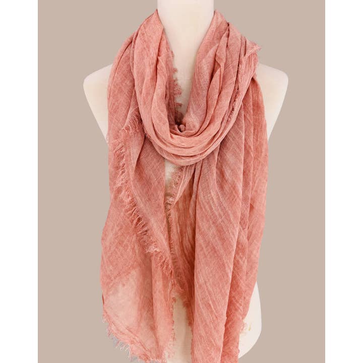 JC Sunny Fashion - Vente Écharpe – femme - Écharpe surdimensionnée en couleur unie délavée à la pierre avec bords bruts JC02103715