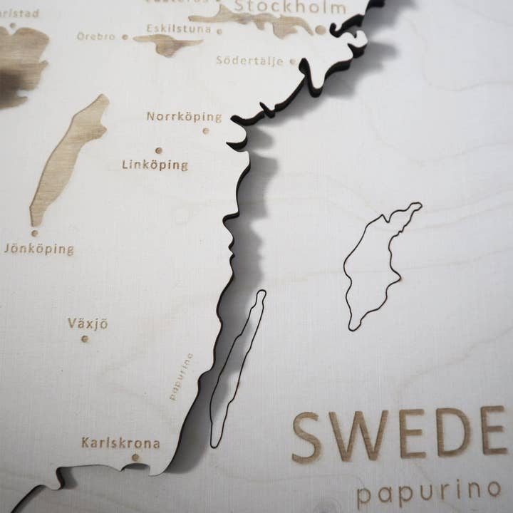 Papurino - Wholesale Wall Accent - Wooden Map of Sweden1