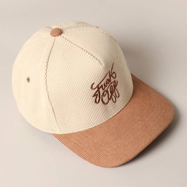 Fashion City - Wholesale Trucker Hat - Unisex - Fuck Off Corduroy Trucker Baseball Cap