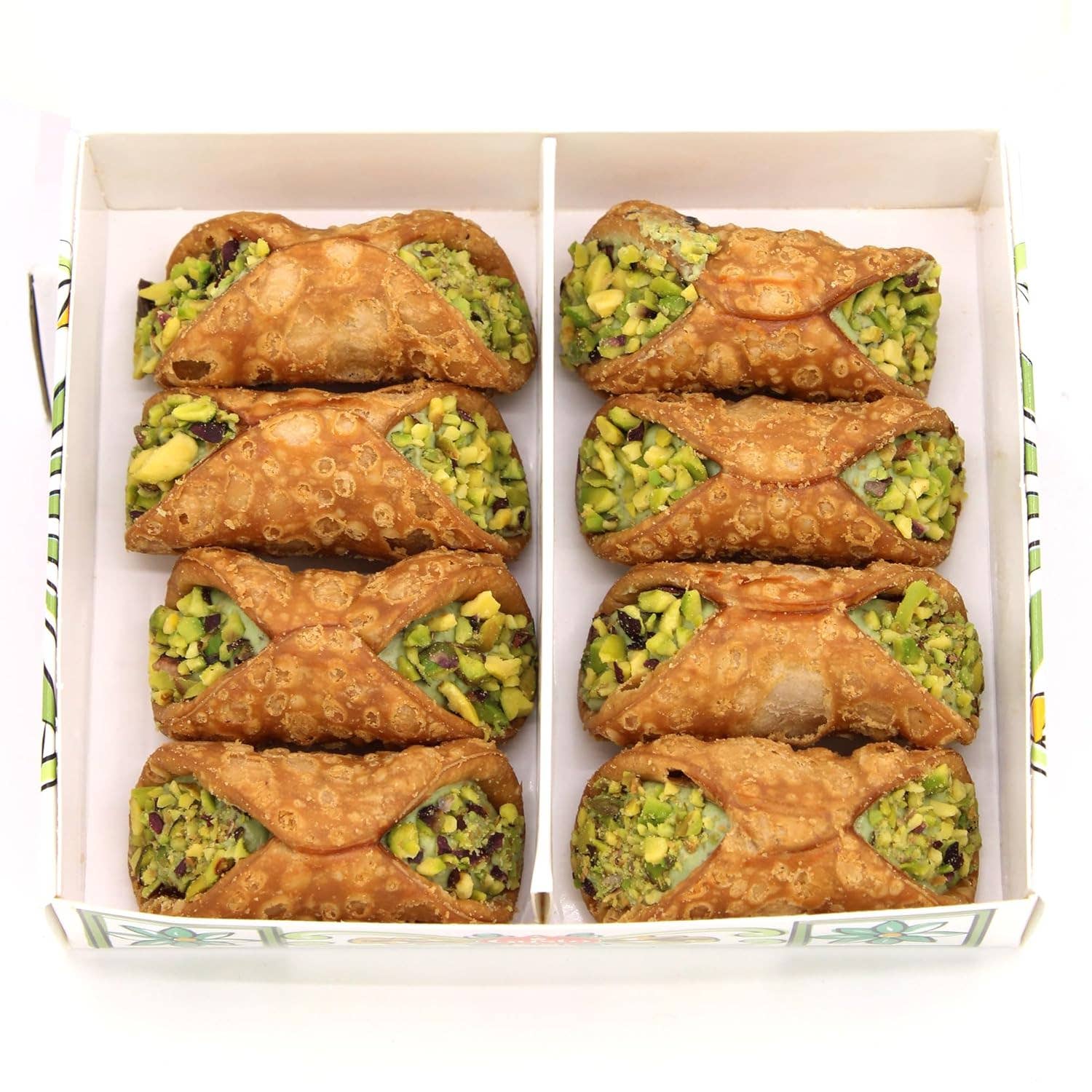 Wholesale Italian Food - Wholesale Cookie - Gusto Etna, Sicilian 8 pcs Cannoli filled with Pistachio Cream Gift Box2