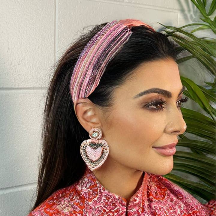 AXESSI - Wholesale Fashion headband – women's - Beaded Pink Knot Headband4