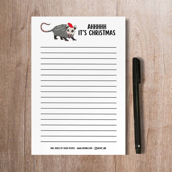 AHHHHH Het is Kerstmis Possum Notitieblok | Kerstbriefpapier voor wholesale door SKP ink