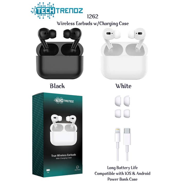 Tech Trendz - Wholesale Headphones - Pro Style Wireless Earbuds w/Charging Case