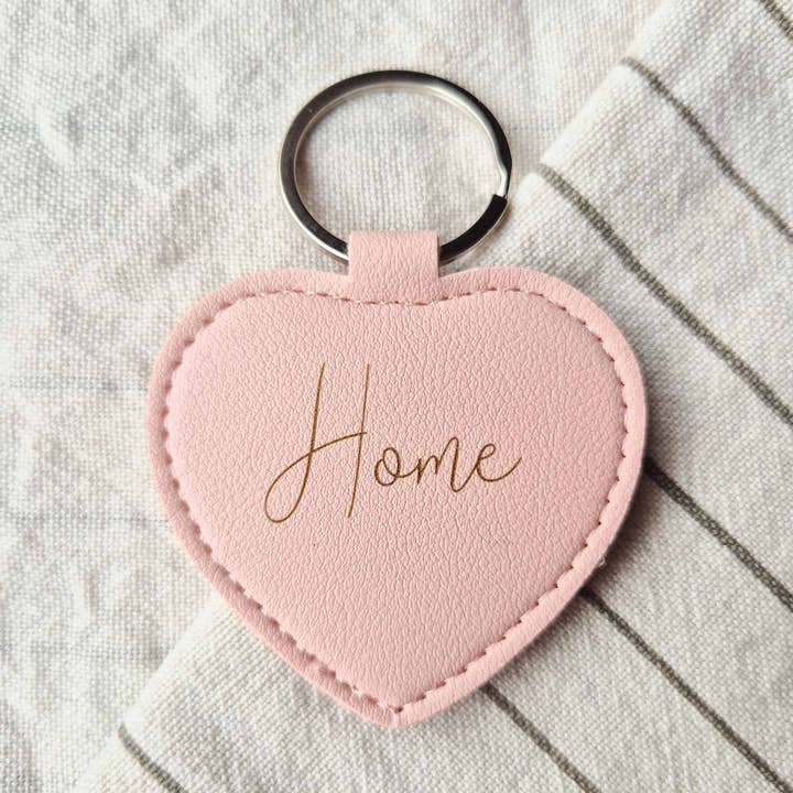 Leather pendant - heart pink home for wholesale by Fien & Feau