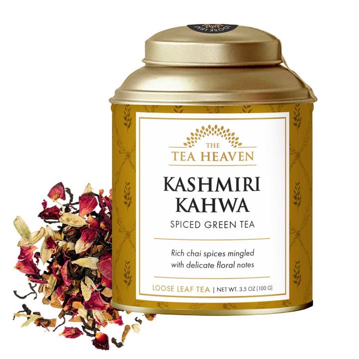 The Tea Heaven - Wholesale Loose Tea - Kashmiri Kahwa Spiced Green Loose Leaf Canister (Case of 6)
