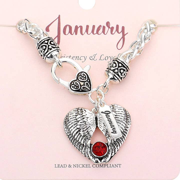 Birthstone Heart Charm Bracelet for wholesale by Sensibling Corp.