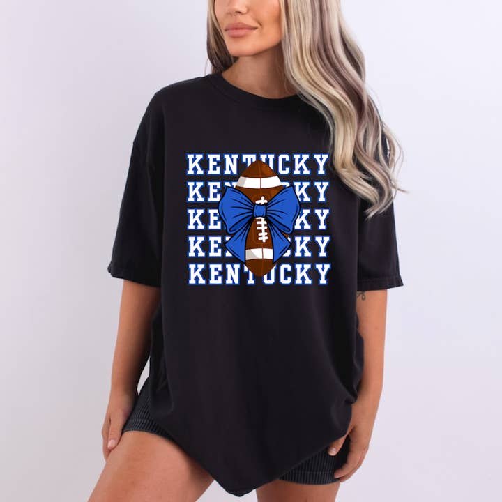 Kentucky Football Bow Shirt, Coquette, Game Day, Kentucky for wholesale by Bella Marie Apparel & Co
