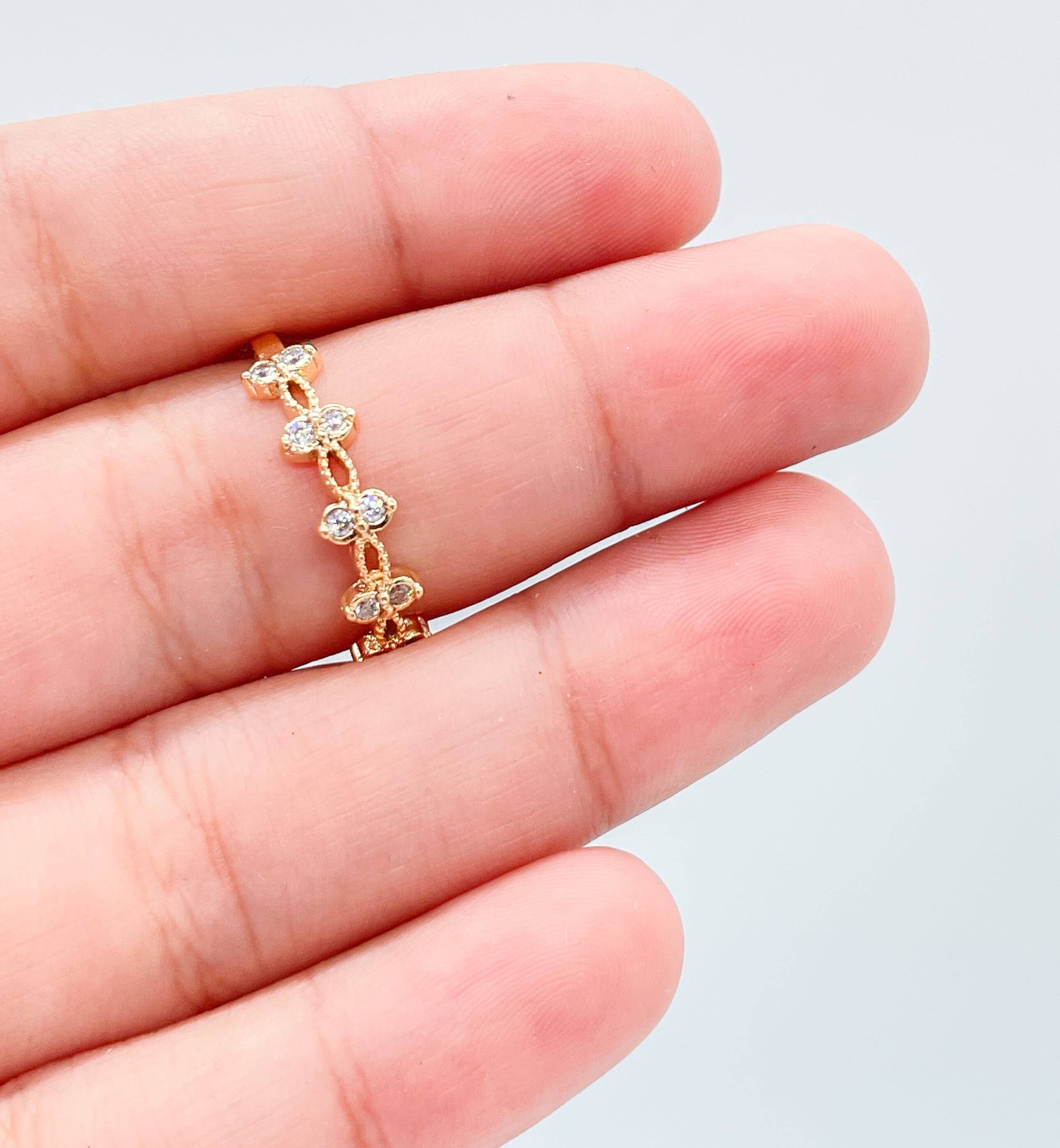 Milie - Wholesale Multi-Stone Ring - 18k GF Dainty Ring With Pattern Cz Stones2