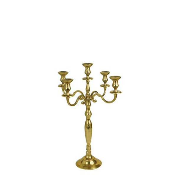 24" Tall - 5 Arm Candelabra Metal Candle Holder, Medium for wholesale by Galore Home