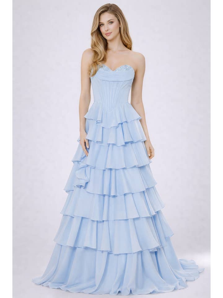 PROM-BALL GOWN SEQUINED BUSTLINE for wholesale by FashionShowcase