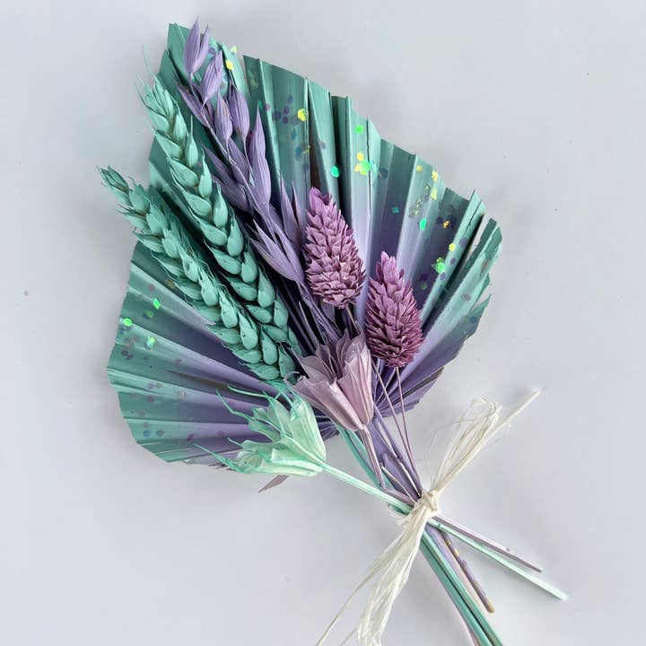 Petals & Pampas - Wholesale Cake/Cupcake Topper - Cake Topper - Mixed Palm Spear Bouquets - Colour Pop