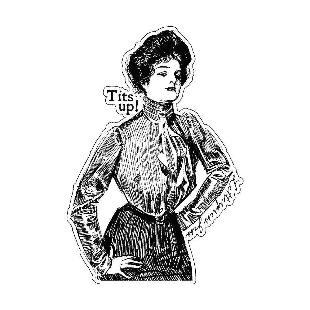 Letterpress Jess - Wholesale Sticker - Gibson Girl Tits Up Sticker3