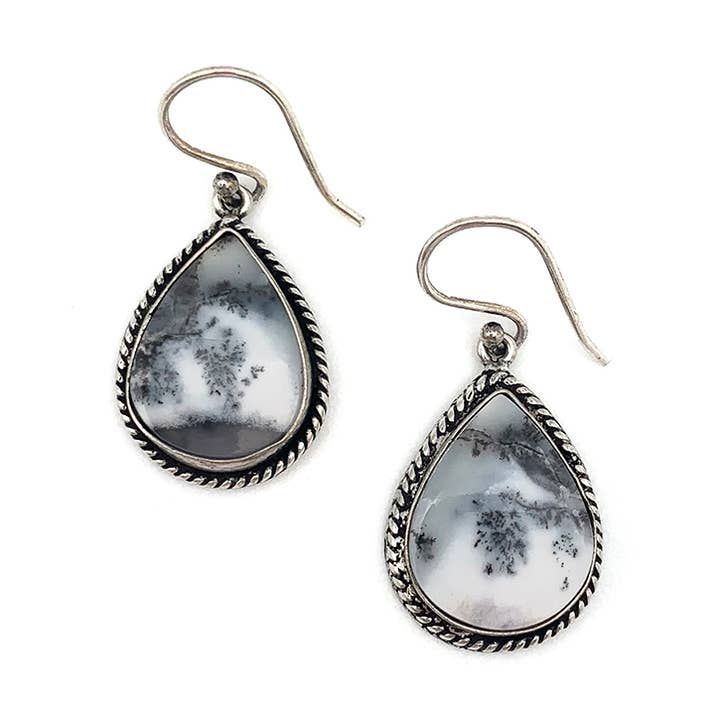 Kashi Semiprecious Stone Earrings - Dendritic Opal for wholesale by Anju Jewelry