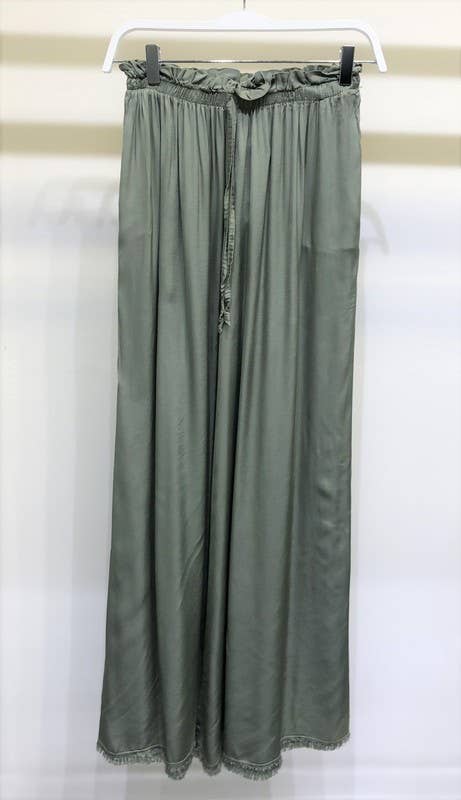 VENTI6 - Vendita all'ingrosso Pantalone - Donna - PANTALONI A GAMBA LARGA CON ORLO A FRANGE IN SETA ITALIANA (6109)32