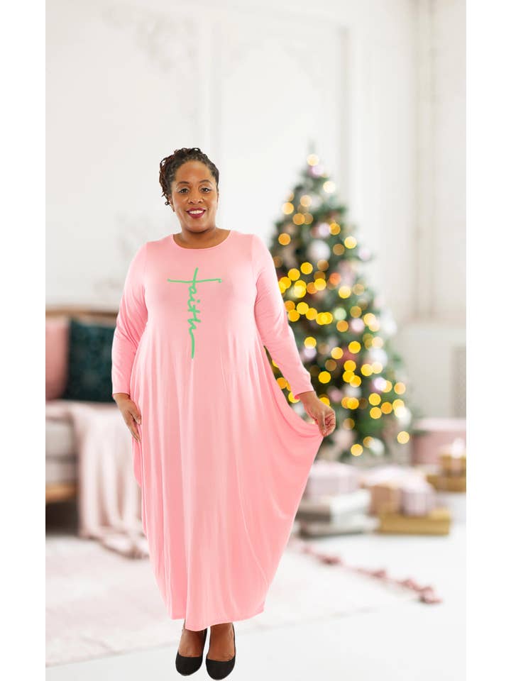 KaraChic - Wholesale Dress - Women's - Women's "FAITH" Long Sleeves Maxi Comfy Oversize Dress