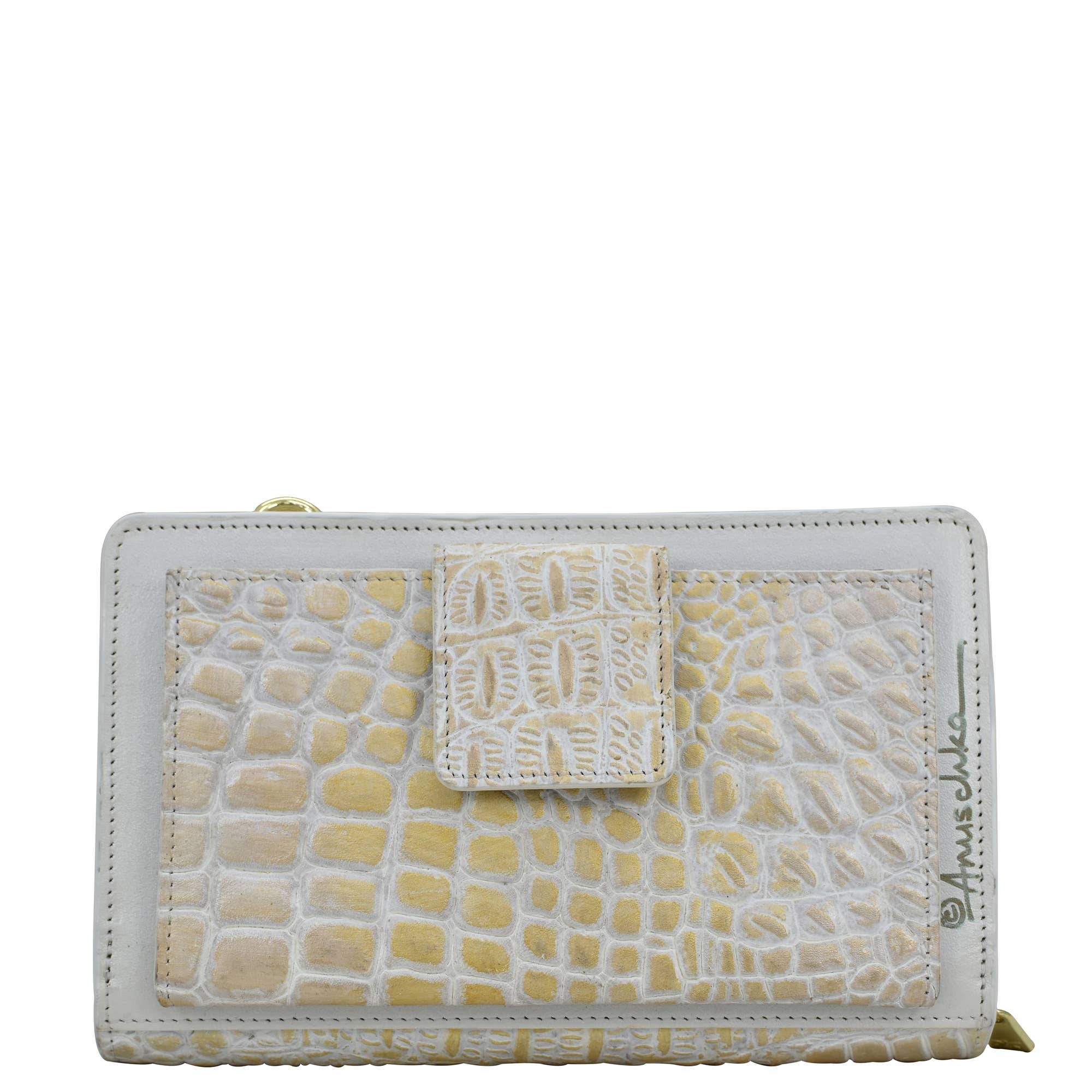 Anuschka | Vanya Lara (USA) - Wholesale Wallet - Women's - Croc Embossed Leather Organizer Wallet Crossbody - 11491