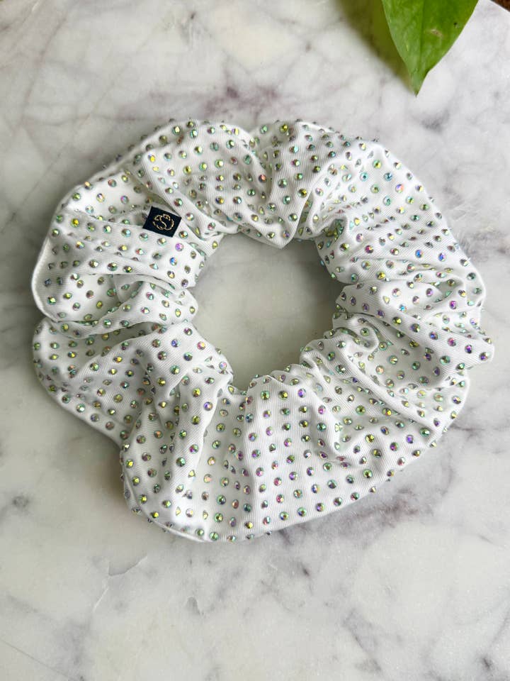 Nixon | White Rhinestone Scrunchie for wholesale by Scrunch Girls