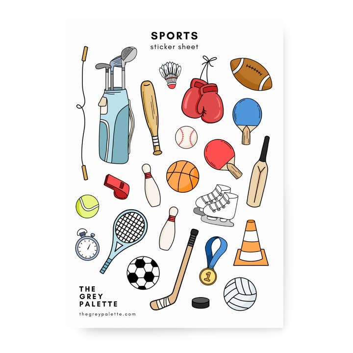 Sports Sticker Sheet for wholesale by The Grey Palette