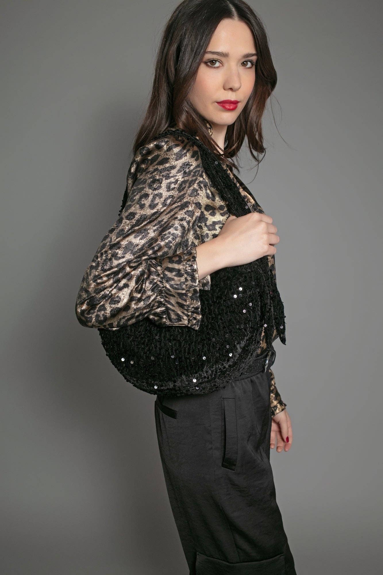 BLACK NESSA HALF MOON SEQUIN BAG-BLACK for wholesale on Faire5