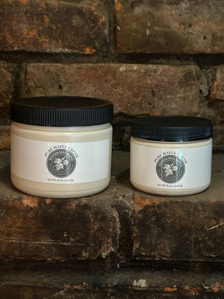 Bender Hill Maple's NYS Pure Maple Cream in a tub 1/2 & 1# for wholesale by Bender Hill MapleLLC