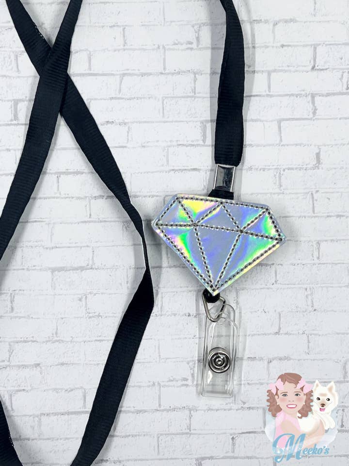 Silver Diamond Retractable Badge Reel & Lanyard for Women for wholesale by Meeko’s Must Haves