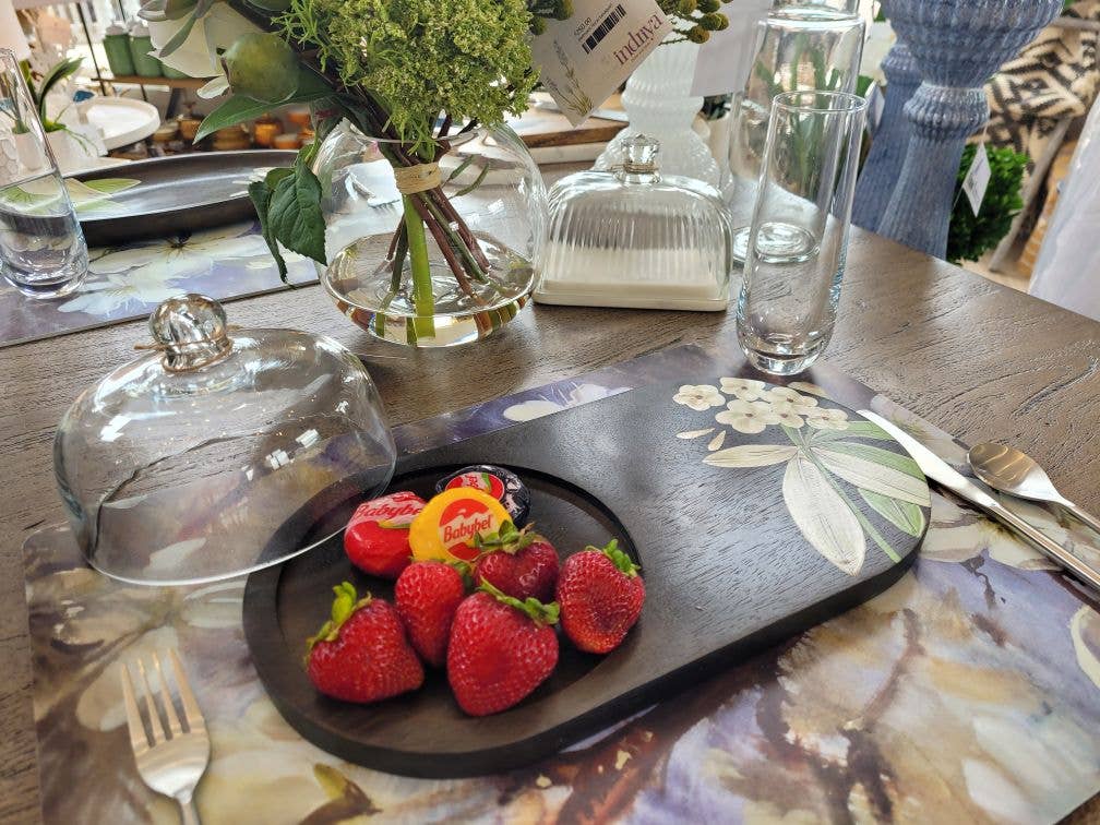 Indriya Home - Wholesale Platter - Frangipani Oval Mango Wood Platter – Handpainted6