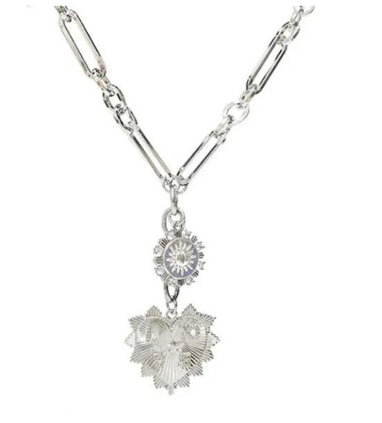 HoopLa - Vente Sautoir et collier en Y - Collier lariat Charm cœur 14 carats CZ - Charm2