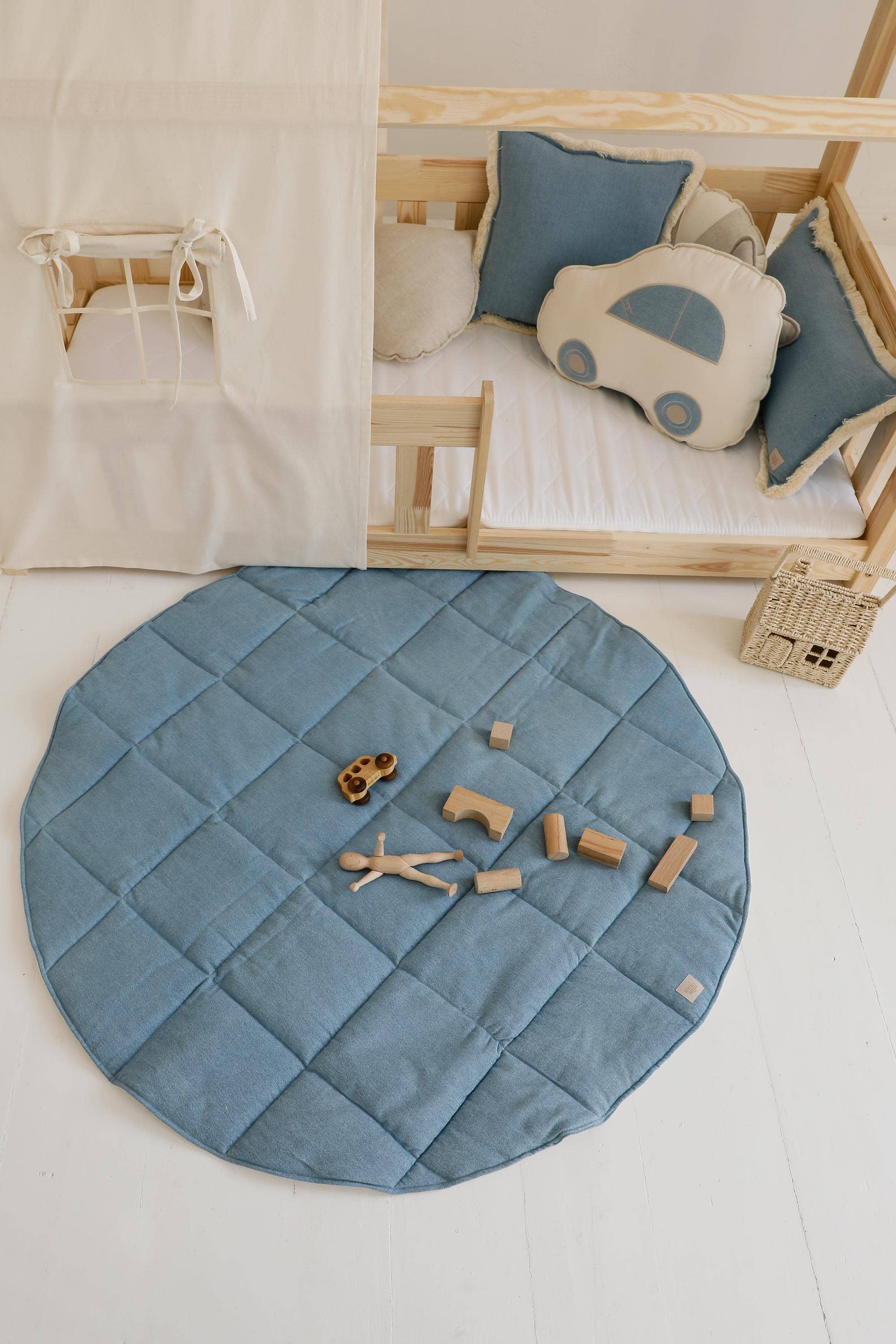 Moi Mili – Engroshandel Pude - Børn og baby – Jeans denim boolster pude med frynser0