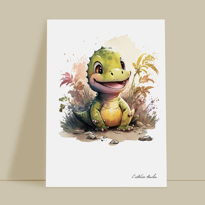 Décoration murale chambre bébé dinosaure - Thème animaux réaliste aquarel pour la vente par L'atelier Toudou