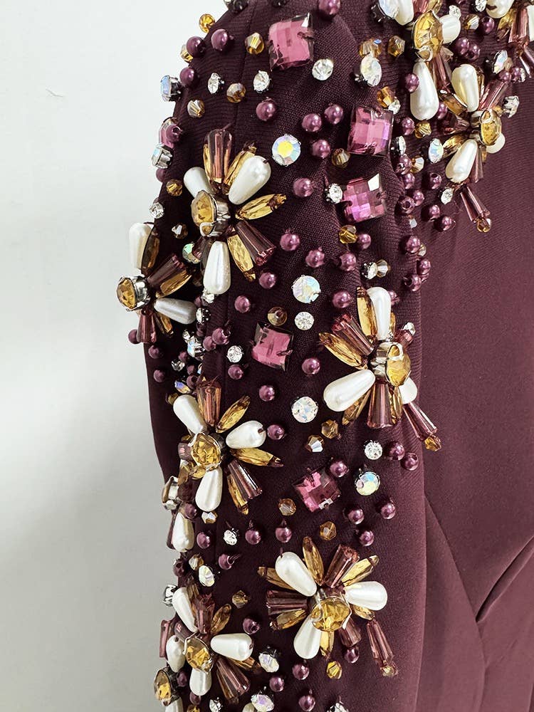 Productseeker - Wholesale Gown - Women's - 40Y Handmade Beaded Evening Dress with Front Slit and Train12