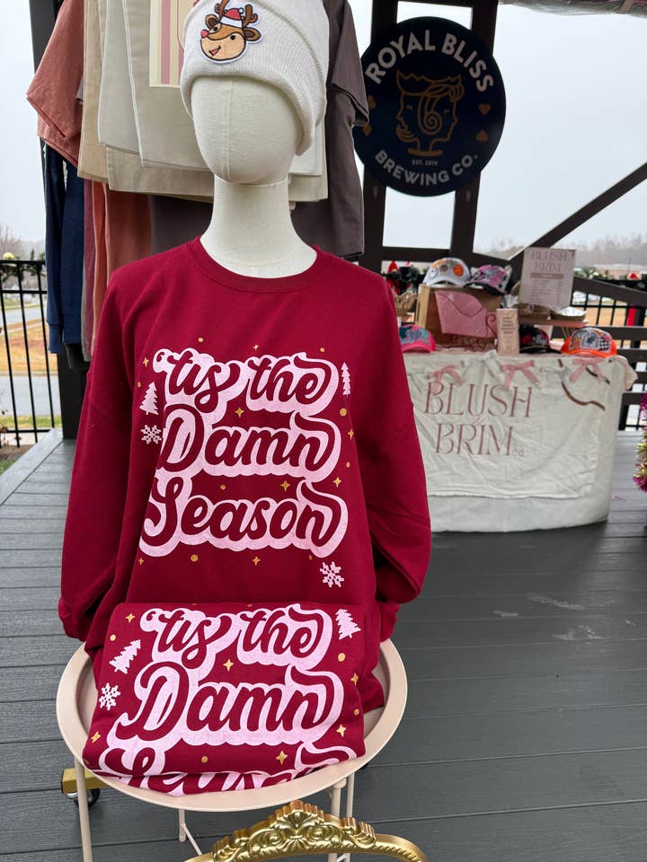 Tis The Damn Season Crew for wholesale by Blush & Brim Co