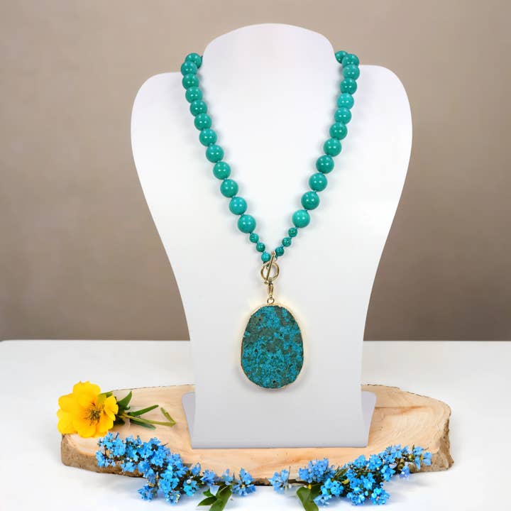 Magnesit turkis vedhæng halskæde for engroshandel hos IST Jewelry