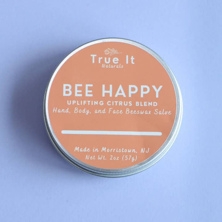 True It Naturals – wholesale Läkande salva/balsam/kräm – Citrus lokal ekologisk bivaxsalva - Bee Happy - 2 oz