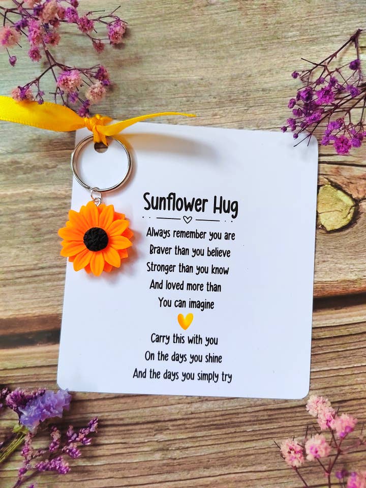 Llavero de girasol, abrazo de bolsillo de girasol, tarjeta de girasol para venta al por mayor de Colourful CeCe